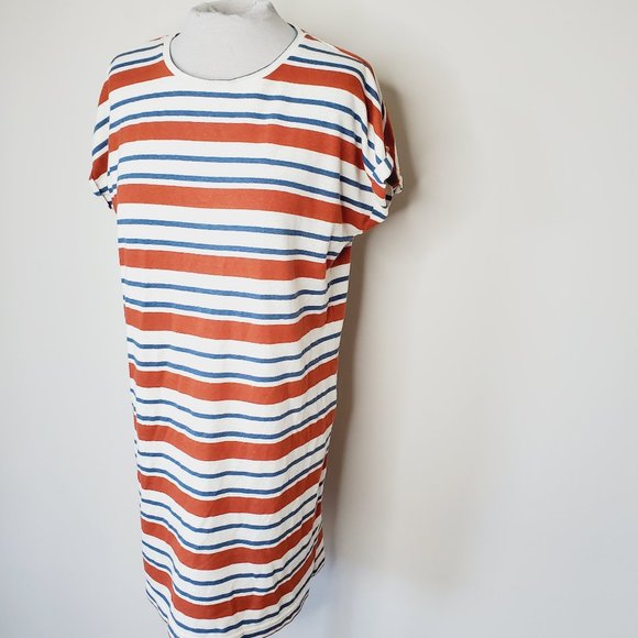 THREAD & SUPPLY Linen Burnt Orange Striped Dress - Picture 2 of 9